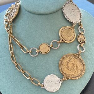 Chico’s Gold and Silver Coin Necklace